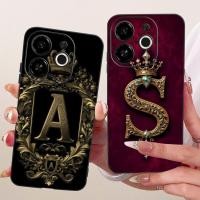 ราคา Tecno KL4 ฝาครอบ Tecno Pop 9 5G เคสซิลิโคนหรูหรา Crown AZ ตัวอักษร 2D รูปแบบแบนเคสโทรศัพท์แบบนุ่ม Techno Pop 9 5G (56707352356)