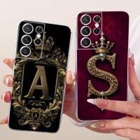 ราคา 6 8 สําหรับ Samsung S21 Ultra 5G กรณี G998B โปร่งใสหรูหรา Crown AZ ตัวอักษร 2D รูปแบบแบนปลอกอ่อนสําหรับ Samsung Galaxy S21 Ultra 5G (52857188930)