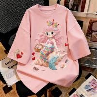 ราคา TEE SHOP oversize เสื้อยืดโอเวอร์ไซส์ แบบเกาหลีเท่ๆ Mermaid Princess ลายพิมพ์เหมือนปัก ผ้านิ่มใส่สบาย ส่งปลายทางได้ (40429410350)