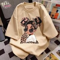 ราคา TEE SHOP เสื้อยืด oversize เสื้อเท่ๆ เกาหลี ลาย GIRL leopard print ใส่ได้ทั้งชายและหญิง ผ้านิ่มใส่สบาย COD (47854149583)