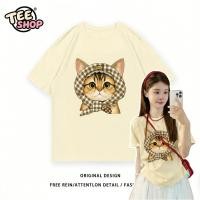 ราคา TEE SHOP เสื้อยืด oversize เสื้อเท่ๆ เกาหลี ลาย Bandana cat ใส่ได้ทั้งชายและหญิง ผ้านิ่มใส่สบาย COD (56354398909)