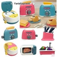 ราคา FANIELLAPOWELL Kids Cooking Playset เตาแก๊สหลากสี Playing House Kitchen Toy ตลกจําลองออกแบบไมโครเวฟพลาสติก Baking Playset ของขวัญ (51906423972)