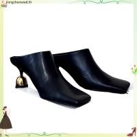 ราคา รองเท้าส้นสูงผู้หญิงไซส์ใหญ่หัวเหลี่ยมรองเท้าส้นยางไซส์35 42 (54109133368)