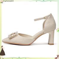 ราคา รองเท้าส้นสูงไซส์ใหญ่ รองเท้าส้นสูงรัดส้น Fat Wide Footed Toe Covered รองเท้าแตะผู้หญิง Stiletto รองเท้าส้นสูงขนาดใหญ่ 41 43 Plus ไขมันขยับขยายสไตล์ใหม่แบนสายคล้องคอรองเท้า (43630251329)