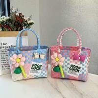 ราคา A228 กระเป๋าถือ กระเป๋าสาน สีพาสเทล (44074319576)