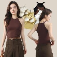 ราคา WsimpleBra Kartier Tank Top เสื้อคล้องคอ เว้าไหล่ มีบราในตัว เลิกใส่ชุดชั้นในและซิลิโคลปิดจุก (25655316074)