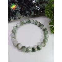ราคา สร้อยข้อมือหยกพม่าแท้ ขนาด 8 9 มิล หยกกินบ่เสี่ยง หยกเจไดต์ Jade real Stone (54907350605)