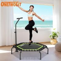 ราคา OneTwoFit แทรมโพลีน เตียงกระโดด 50 นิ้ว Trampoline หกเหลี่ยม ราวจับปรับความสูงได้ 5 ระดับ สปริงแข็งแรง เสียงเงียบ แทมโพลีน (29623766745)