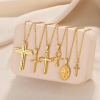 ราคา สร้อยคอจี้ไม้กางเขนสีทอง 18เค โซ่สแตนเลส ของขวัญคนรักหลายสไตล์ (26729395366)