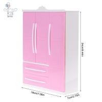 ราคา ซาน ตู้เสื้อผ้าที่ทันสมัยสีชมพูสามประตูสําหรับตุ๊กตาเฟอร์นิเจอร์เสื้อผ้าอุปกรณ์เสริมของเล่น โผล่ (54859291118)