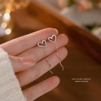 ราคา ต่างหูหัวใจเกลียวยาว ต่างหูหัวใจ ต่างหูดีไซน์หัวใจโซ่เกลียว พู่หัวใจ สไตล์แฟชั่นเกาหลี ต่างหูเงิน (28228134711)