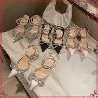 ราคา Paimilai รองเท้าส้นสูง ประดับโบว์คริสตัล สีชมพู สําหรับผู้หญิง สง่างามและมีสไตล์ (51408926557)