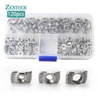 ราคา ยุโรปมาตรฐาน T Type Nut 120PCS กล่องมาตรฐานยุโรปโปรไฟล์อลูมิเนียมด้านหลัง Nut T Shaped เรือประเภทค้อนหัว Nut M3 M5 USDY (40630307866)