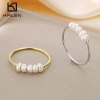 ราคา ญี่ปุ่นสไตล์เกาหลีมุกน้ําจืดแหวนเหล็กไทเทเนียมหญิงออกแบบแฟชั่นโลหะรอบแหวนบาง QOXD (41129997611)