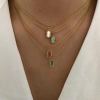 ราคา แฟชั่น Dopamine สีหินธรรมชาติสแตนเลสสุภาพสตรีสร้อยคอออกแบบจี้ทุกการแข่งขันสร้อยคอหญิง BR (52808699974)