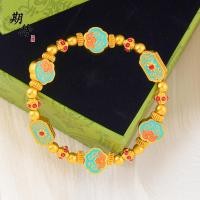 ราคา สร้อยข้อมือผ้าไหมลายดอกไฮเดรนเยียเคลือบทอง ทนทาน สไตล์ไทย (45157454097)