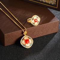 ราคา สร้อยคอและแหวนสไตล์จีนทรายทอง ชุดเครื่องประดับแฟชั่น (45557371195)