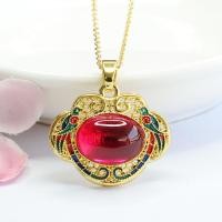 ราคา สร้อยคอมรกตสีแดงฝังทับทิม สำหรับผู้หญิง S4011605 (55557351312)