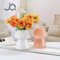 ราคา สร้างสรรค์แก้วเห็ดแจกันสีขาวสีชมพูตกแต่งบ้านสก์ท็อปตกแต่งสดลิลลี่กุหลาบการจัดดอกไม้ BFKL (46257659748)