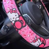 ราคา ZDF Universal 15 นิ้ว Kawaii Hello Kitty พวงมาลัยครอบคลุม Anti Slip ความยืดหยุ่นรถอุปกรณ์เสริมพวงมาลัย Protector TH (56009291449)