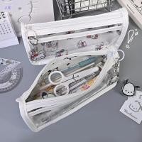 ราคา ZDF Hello Kitty กล่องดินสอสีแดงโปร่งใสอะนิเมะการ์ตูนแมวขนาดใหญ่ความจุเครื่องเขียนกระเป๋าเก็บ Kawaii กระเป๋า Organizer TH (55559369696)