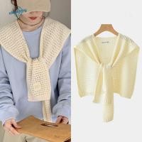ราคา okhobby ผ้าคลุมไหล่ถัก ไหล่เสื้อให้อบอุ่นปกปลอม ลูกไม้ผูกสีทึบเสื้อผ้าอุปกรณ์เสริมเสื้อไหล่ (54106501952)