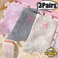 ราคา 3 5 วันมาถึง ถุงเท้าผ้าฝ้ายฤดูใบไม้ผลิ ร้อน แบบลายลูกไม้และโบว์ ดีไซน์ย้อนยุค ดูดซับเหงื่อได้ดี (40606405739)