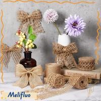 ราคา MELIFLUO ริบบิ้นผ้ากระสอบ 4 ม้วน งานฝีมือเย็บผ้า DIY Burlap Tie ตกแต่ง 2 เมตร ม้วนห่อปอกระเจาธรรมชาติริบบิ้นวินเทจ (57257225699)