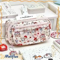 ราคา เมลิฟูลัว กระเป๋าใส่ปากกา พลิกออกแบบดินสอหลายชั้น มัลติฟังก์ชั่ความจุขนาดใหญ่สีแดงลูกแมวรูปแบบกระเป๋าเครื่องเขียน (54257215043)