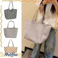 ราคา MELIFLUO กระเป๋าผ้าแคนวาส ลายจุดพิมพ์ลายพิมพ์กระเป๋าลายจุดสไตล์ขี้เกียจความจุขนาดใหญ่ผ้าใบวัสดุตรวจสอบพิมพ์ความจุขนาดใหญ่ Tote ฤดูร้อนฤดู (54257188632)