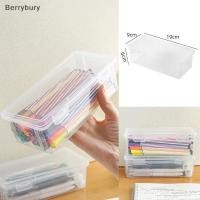 ราคา Berrybury 1PC กล่องดินสอพลาสติกความจุขนาดใหญ่ Staable โปร่งแสงกล่องดินสอใส Organizer กล่องเก็บอุปกรณ์สํานักงานใหม่ (53854766400)