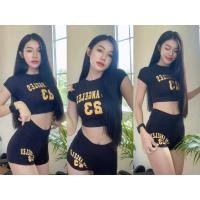 ราคา เสื้อครอปเอวลอยสายฝอ ชุดเสื้อกล้ามออกกำลังกาย เสื้อผ้าแฟชั่นสีสันสดใส (5357396435)