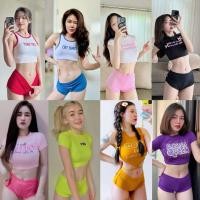ราคา เสื้อครอปเอวลอย ชุดออกกำลังกายแขนสั้น เสื้อผ้าแฟชั่นสีสันสดใส สามารถใส่นอนได้ เนื้อผ้าเย็นกระชับตามตัวเข้ารูปได้ตามขนาด (4855915841)