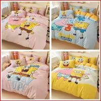 ราคา ST2 SpongeBob SquarePants น่ารัก 4IN1 ผ้าปูที่นอนผ้านวมปลอกหมอนชุดเครื่องนอนห้องนอนล้างทําความสะอาดได้ชุด TS2 (42979580006)