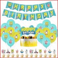ราคา DC1 SpongeBob SquarePants ธีมเด็กวันเกิดตกแต่งแบนเนอร์เค้ก topper ลูกโป่งชุดอุปกรณ์ (40829622214)