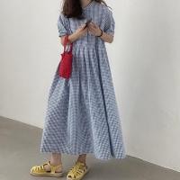 ราคา 8457 เดรสยาวสีฟ้าลายสกอต (22973381344)