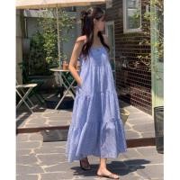 ราคา 5331 เดรสสายเดี่ยวสีฟ้าลายทาง (54907080781)