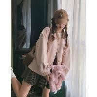 ราคา 7269 แจ็คเกตสีชมพูคอปกน้ำตาล (40879387727)