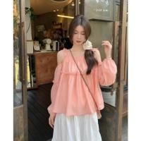 ราคา 3758 เสื้อเปิดไหล่สีชมพูอมส้ม (29558800932)