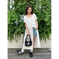 ราคา 9601 เดรสยาวสีขาวกระดุมหน้า (25871744698)