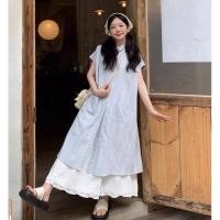 ราคา 4394 เซ็ตเดรสยาวลายทาง กระโปรงสีขาว (24582635221)