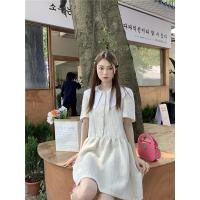 ราคา 8242 เดรสสั้นสีครีมคอปกขาว (18418599260)