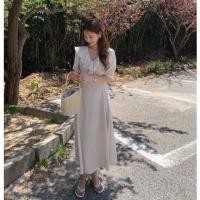 ราคา 8137 เดรสยาวสีขาวลายจุดสีดำ (13889320859)