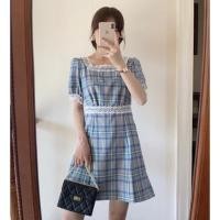 ราคา 2502 เดรสสีฟ้าลายสกอต (4842398058)