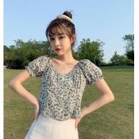 ราคา 3293 เสื้อครอปลายดอกไม้กระดุมหน้า (4540255492)