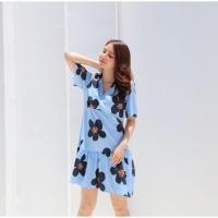 ราคา 2318 เดรสสีฟ้าลายดอกไม้ (4533351856)