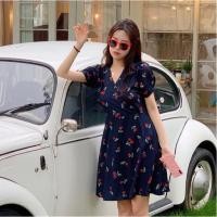 ราคา 1889 เดรสชีฟองป้ายหน้าลายดอกไม้ (2185127274)