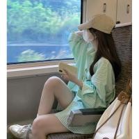 ราคา 3688 เสื้อเชิ้ตลายทางสีเขียวอมฟ้า (24373400395)