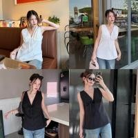 ราคา M18 เสื้อแขนกุดผูกโบว์หน้า สไตล์เกาหลี (46657190348)