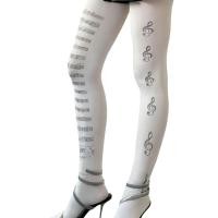 ราคา R ผู้หญิงแฟชั่นเปียโนถุงน่องสีขาว Elegant Musical Note พิมพ์รูปแบบผ้าไหมทึบแสง Pantyhose นักเรียน Hosiery (27894141695)